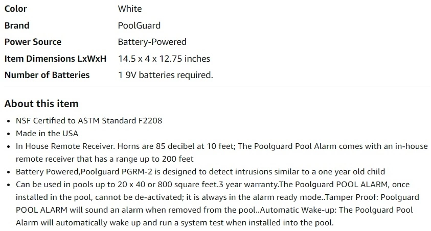 Full Features of Poolguard PGRM-2 In-Ground Pool Alarm