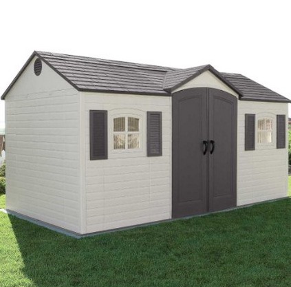 Lifetime 6446 Outdoor Storage Shed With Shutters, Windows, And Skylights, 8 By 15 Feet